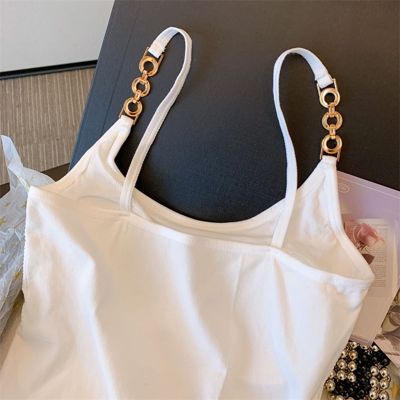 Allure Chain-Strap Built-In Bra Top